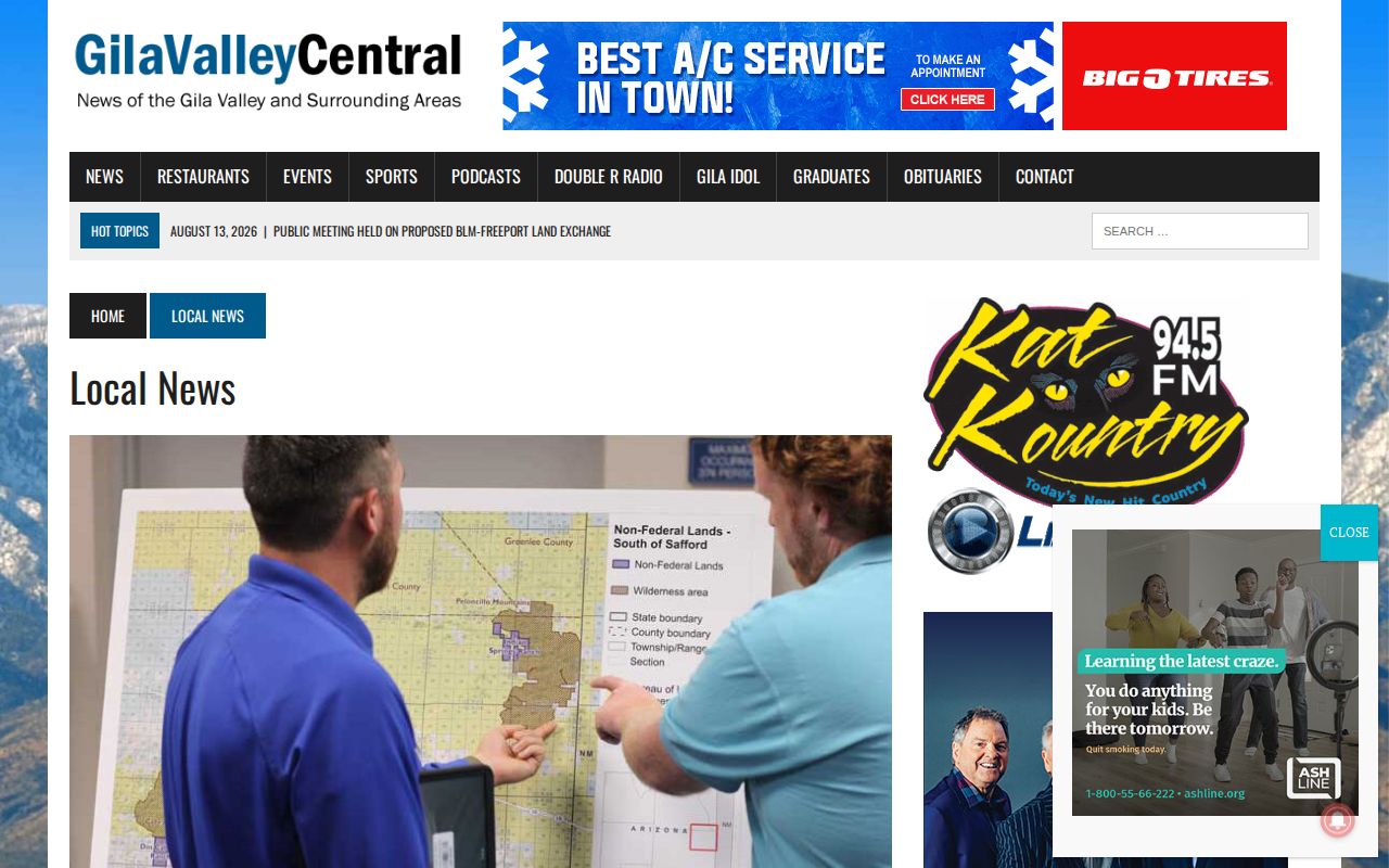 Gila Valley Central Graham County crime report landing